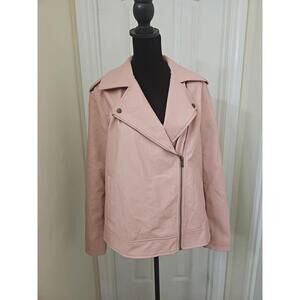 Women's Faux Leather Moto Jacket Large Zip Front‎